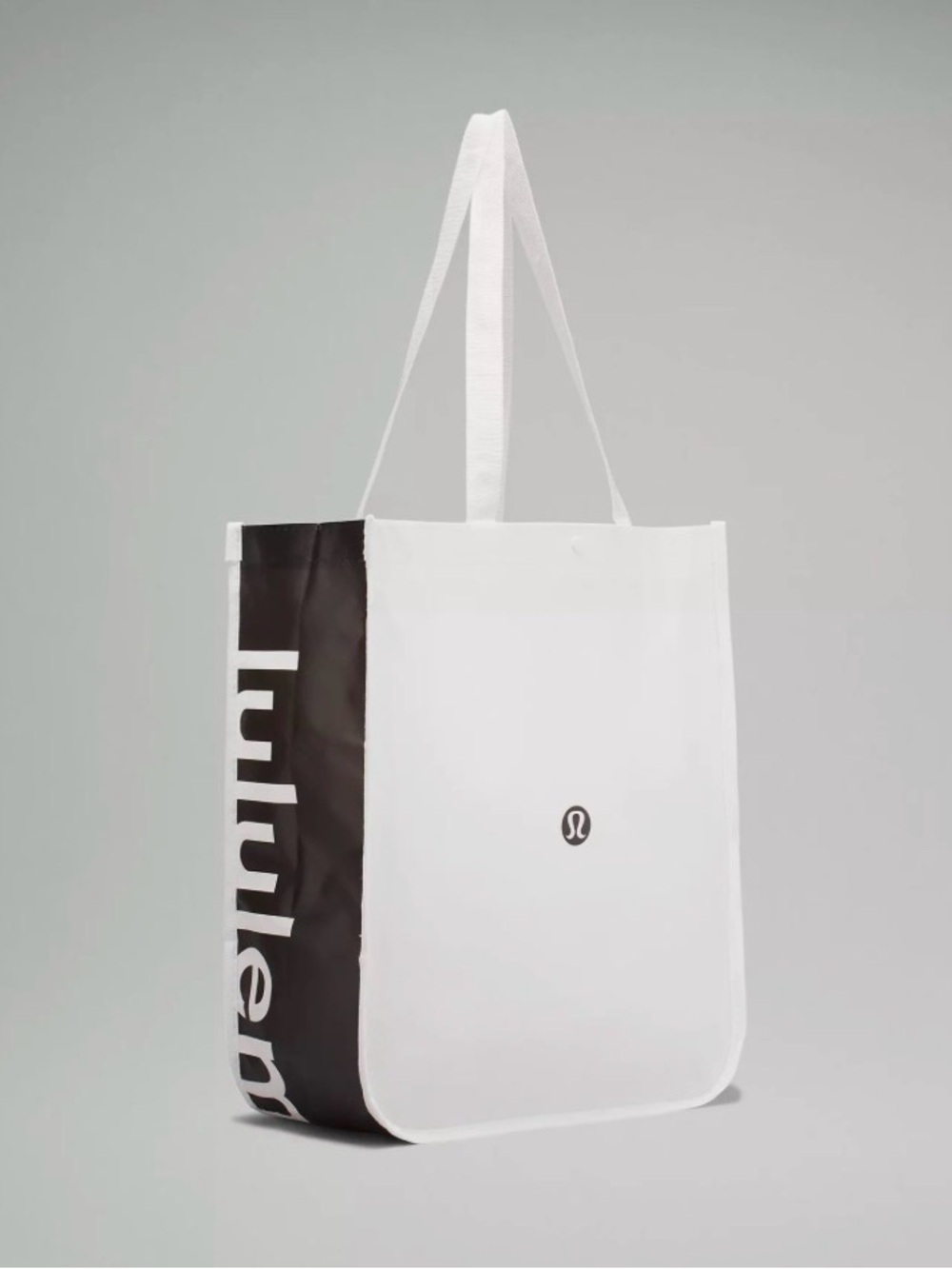 Lululemon White & Black Logo Tote Bag